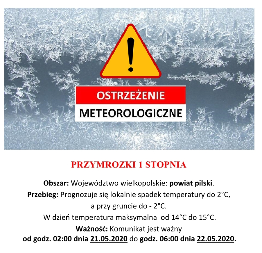 Ostrzeżenie meteorologiczne - przymrozki